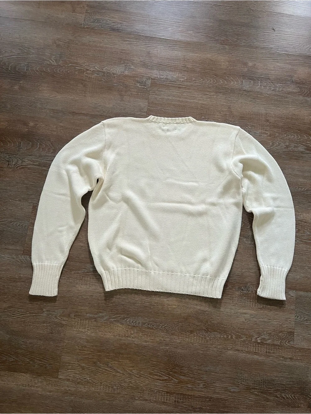 Vintage Polo Ralph Lauren Cotton Knit Crewneck Sweater | Cream | Mens Medium
